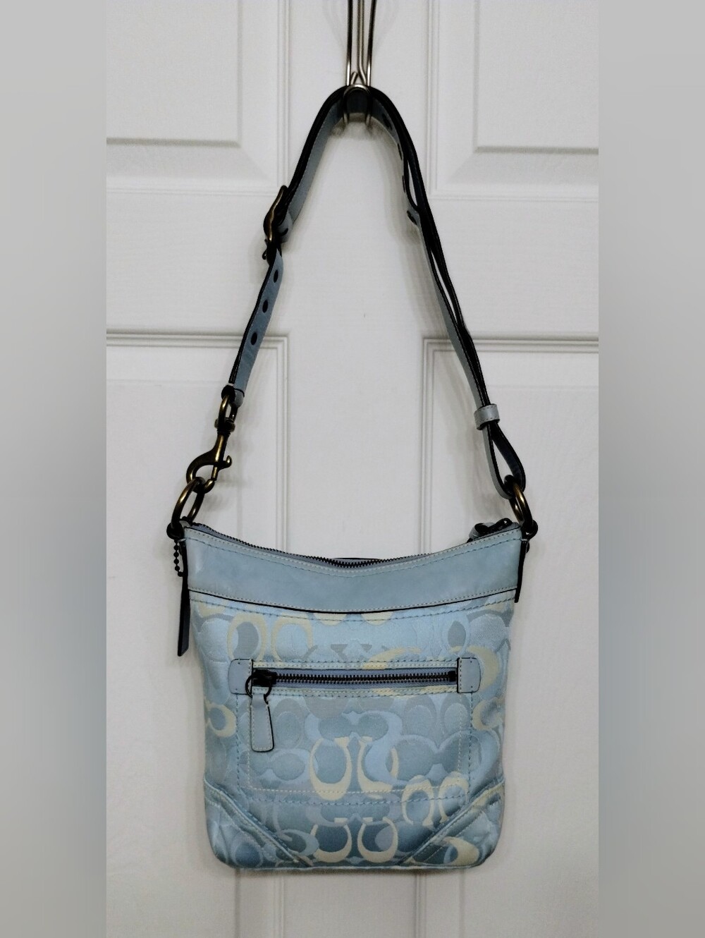 Coach Optic C Vintage Y2K Jacquard And Leather Crossbody Bag Blue - Picture 5 of 12